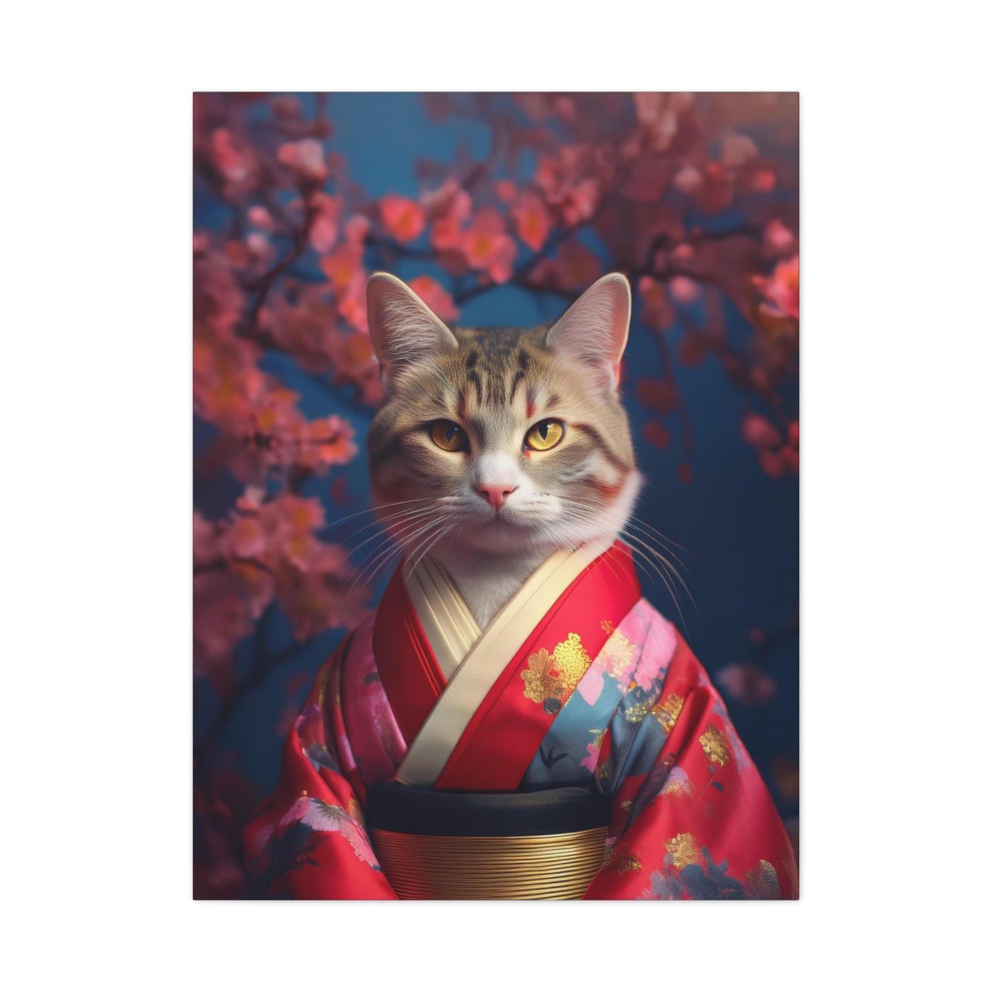 Cat Geisha Canvas Art | Stretched Matte Wall Decor 002