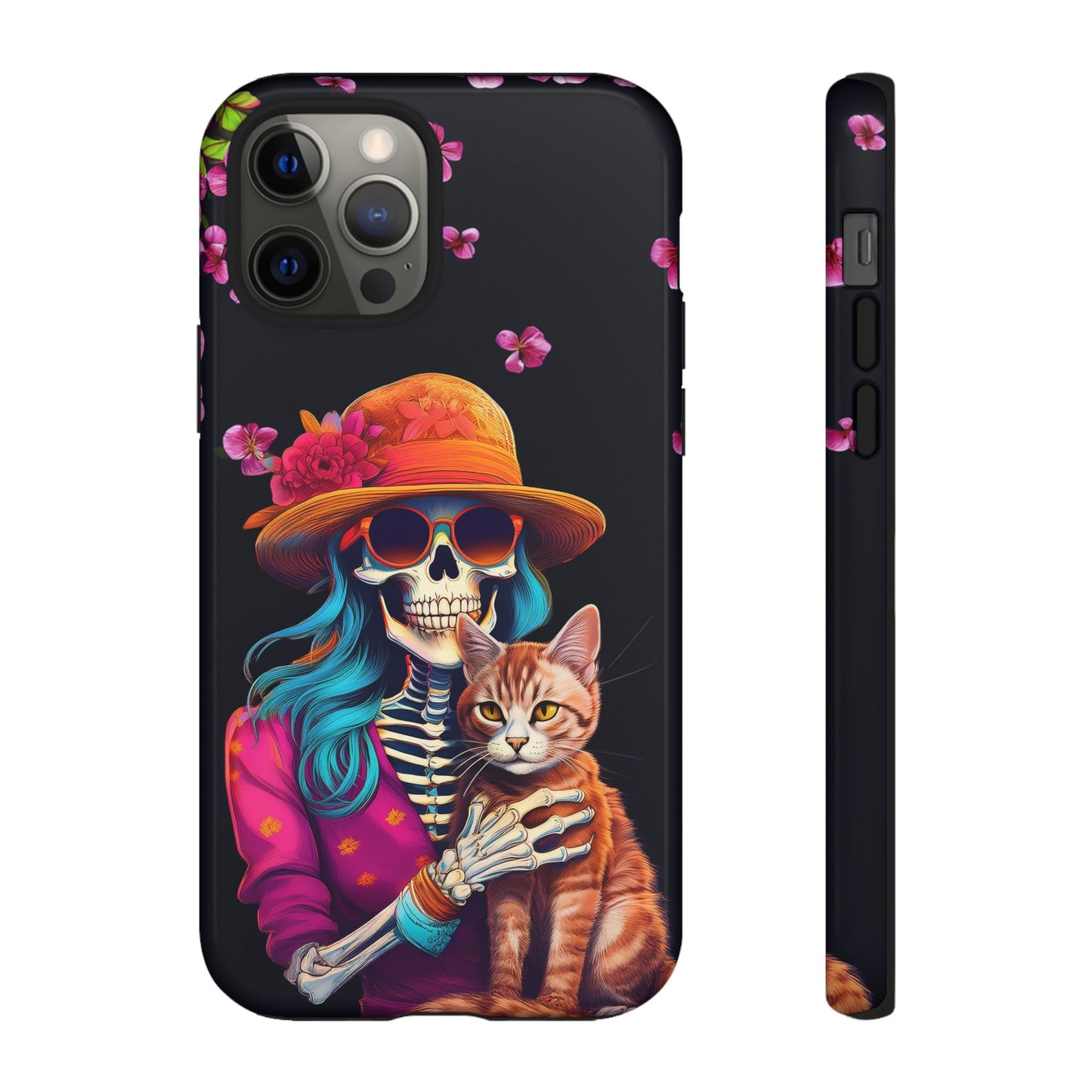 Skeleton holding a Cat Cell Phone Case 001