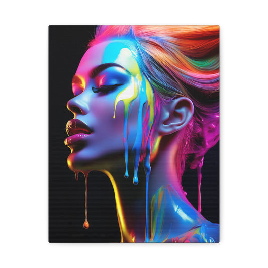 Painted Beauty 001 Canvas Art - Colorful Portrait for Modern Decor