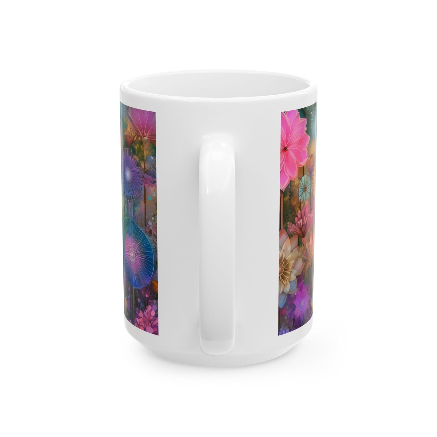 Flower Collage Ceramic Mug, (11oz, 15oz)