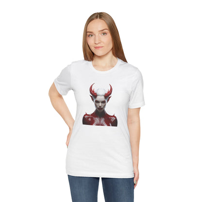 Fierce Devil Woman Halloween Shirt – Seductive Demon Graphic Tee for Bold Halloween Style