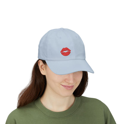 Red Lips Classic Dad Hat – Embroidered Lip Hat for Bold Style, Sassy Vibes, and Flirty Streetwear Looks