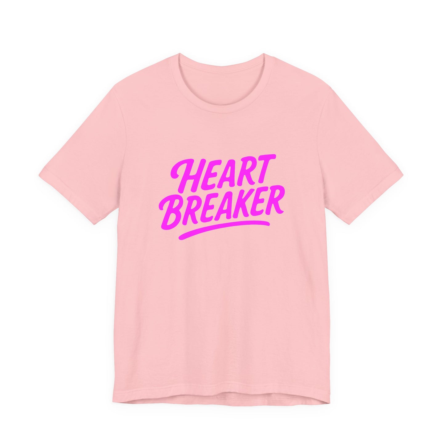 Colorful Design Heartbreaker Shirt – Neon Pink Retro Script Tee for Bold Women with Savage Energy. Unisex Jersey Short Sleeve Tee
