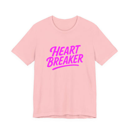 Colorful Design Heartbreaker Shirt – Neon Pink Retro Script Tee for Bold Women with Savage Energy. Unisex Jersey Short Sleeve Tee