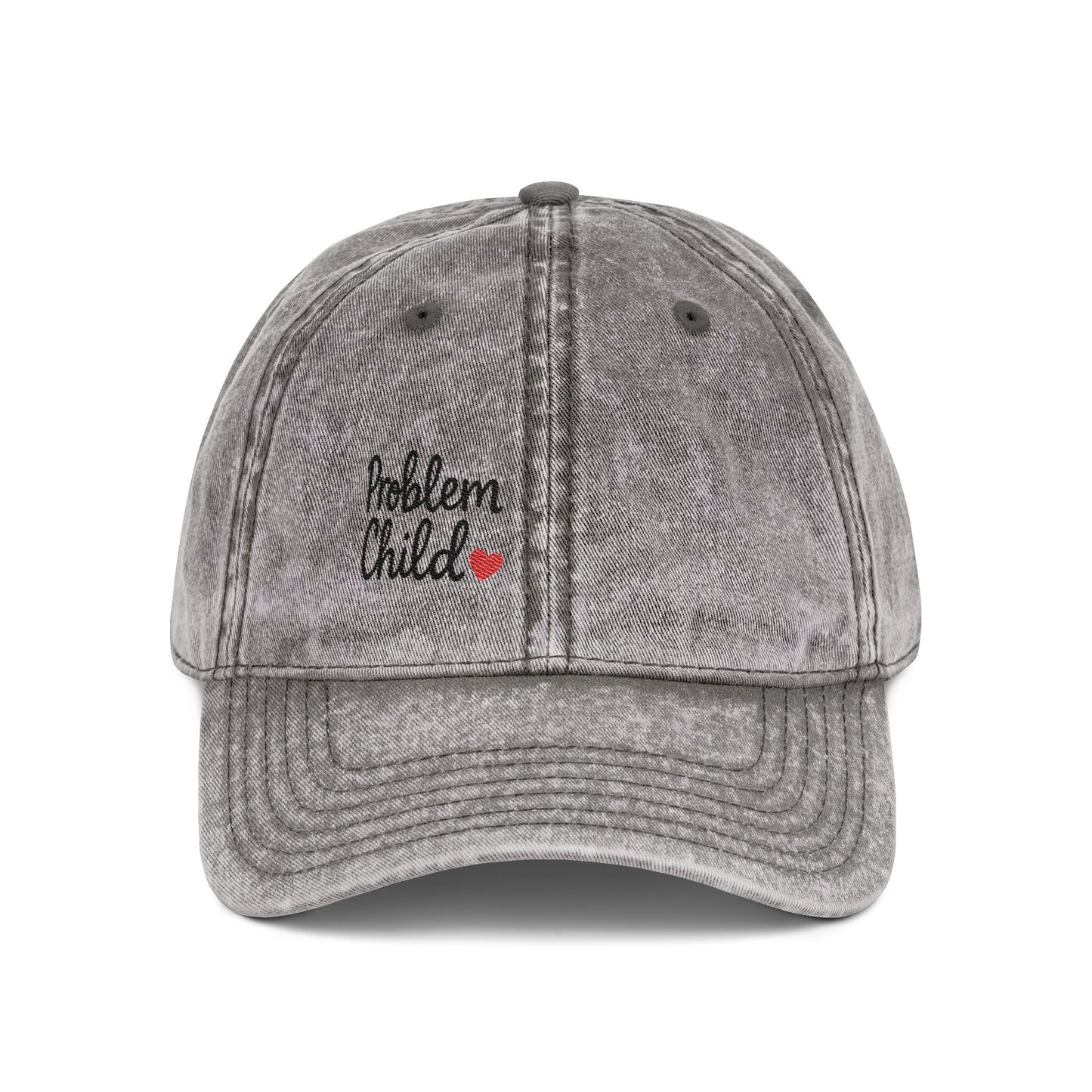Problem Child Vintage Hat – Bold Script Hat with Red Heart for the Unruly and Unapologetic