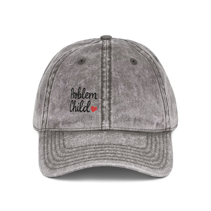 Problem Child Vintage Hat – Bold Script Hat with Red Heart for the Unruly and Unapologetic