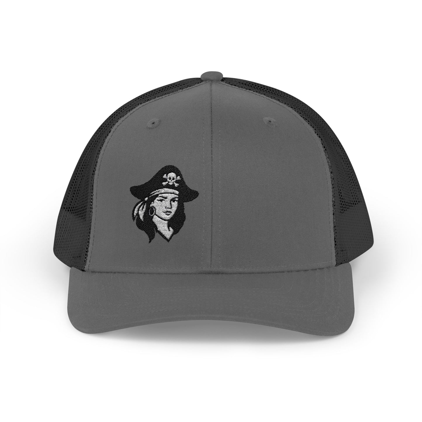 Hot Pirate Girl Trucker Hat – Bold Skull and Crossbones Hat with Retro Attitude and Seafaring Sass