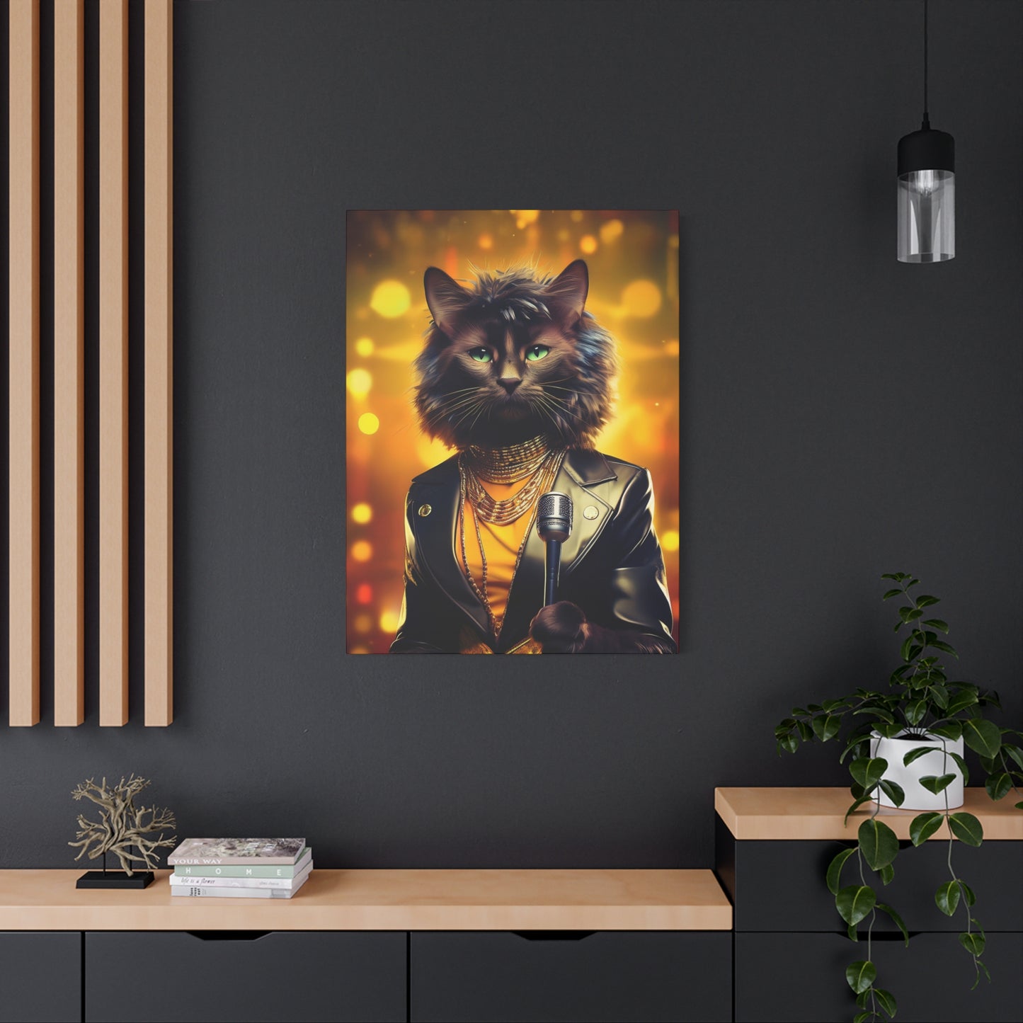 Purr-fectly Cool Lounge Cat Canvas Art | Stretched Matte Wall Decor 001